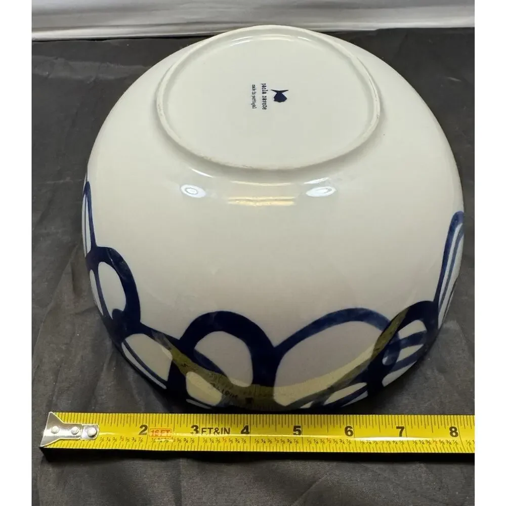 Paola Navone Crate & Barrel COMO Blue Swirl Large Oval Serving Bowl Discontinued